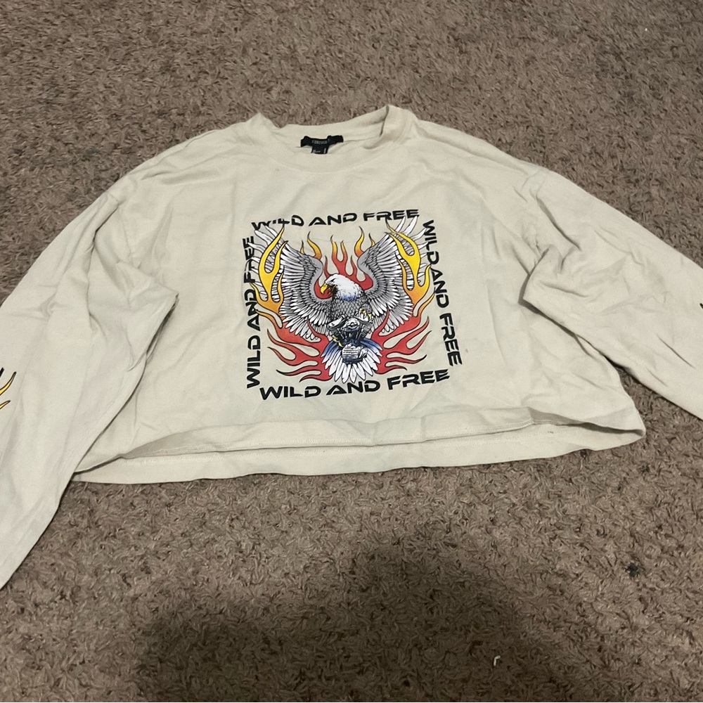 Wild and Free Cropped Graphic Long Sleeve Shirt